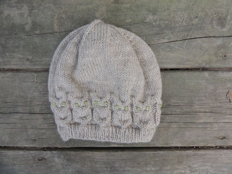 Cable Knit Owl Hat