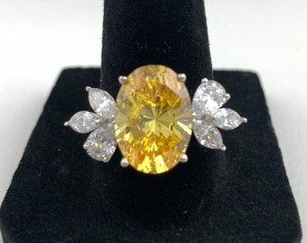 Stauer 925 Sterling Silber Ring Oval Citrin Edelstein US Größe 9 - Argonne Hall, XXL