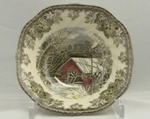 Set of 8 Johnson Brothers Squared Bowls The Friendly Village The Covered Bridge Collection - Argonne Hall, LLC