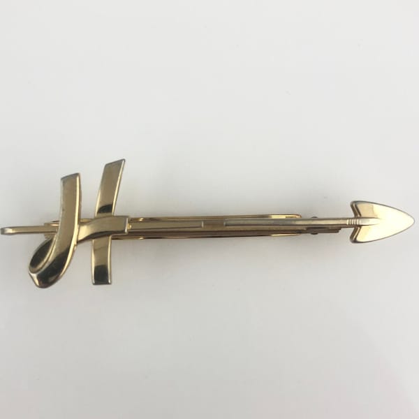 Vintage Adjustable Brass Hickok USA “H” Arrow Tie Bar - Argonne Hall, LLC