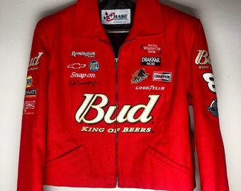 Vintage Budweiser Racing Leather Jacket NASCAR Dale Earnhardt - Etsy