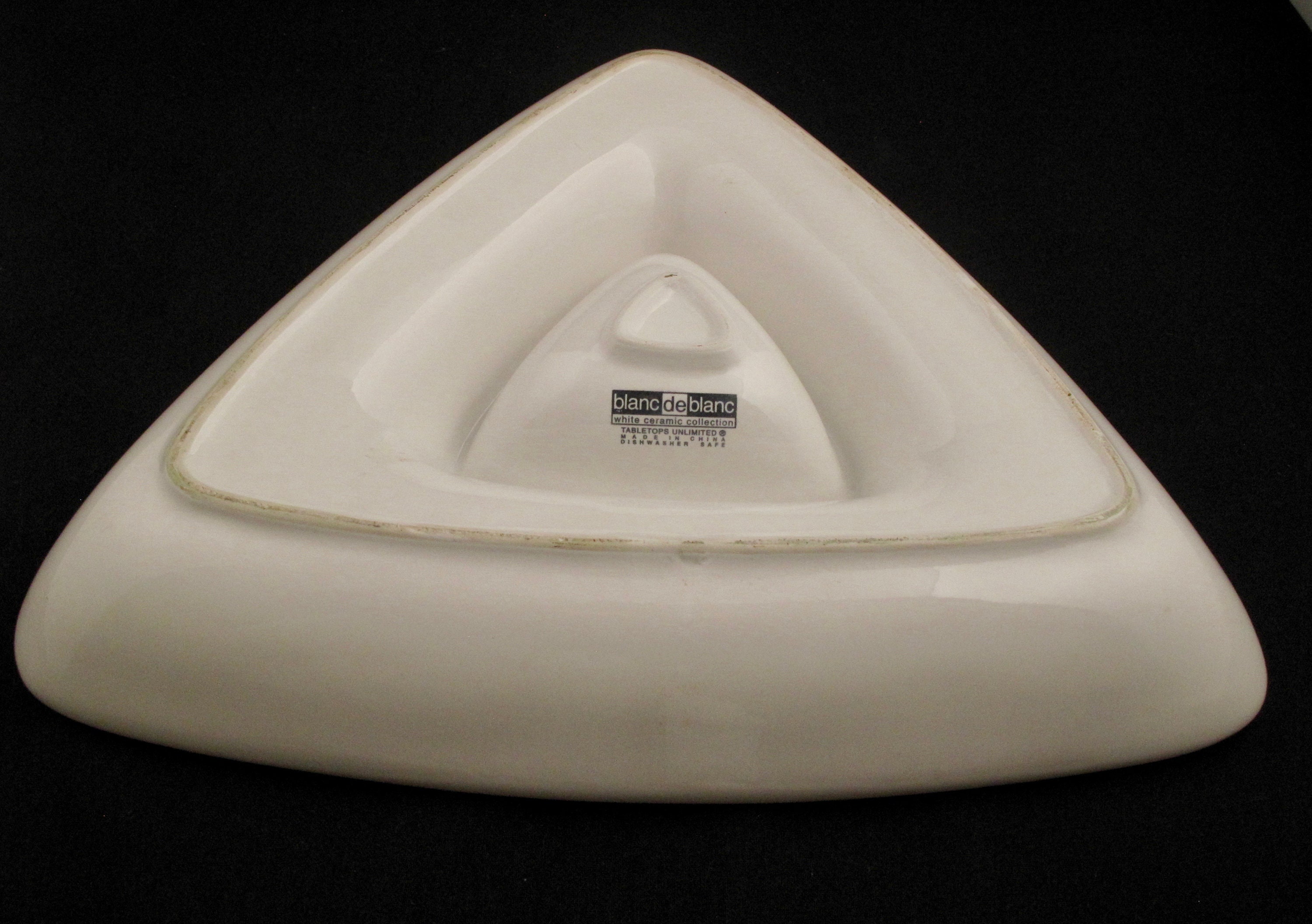 Tabletops Unlimited Blanc De Blanc Triangular White Ceramic Etsy
