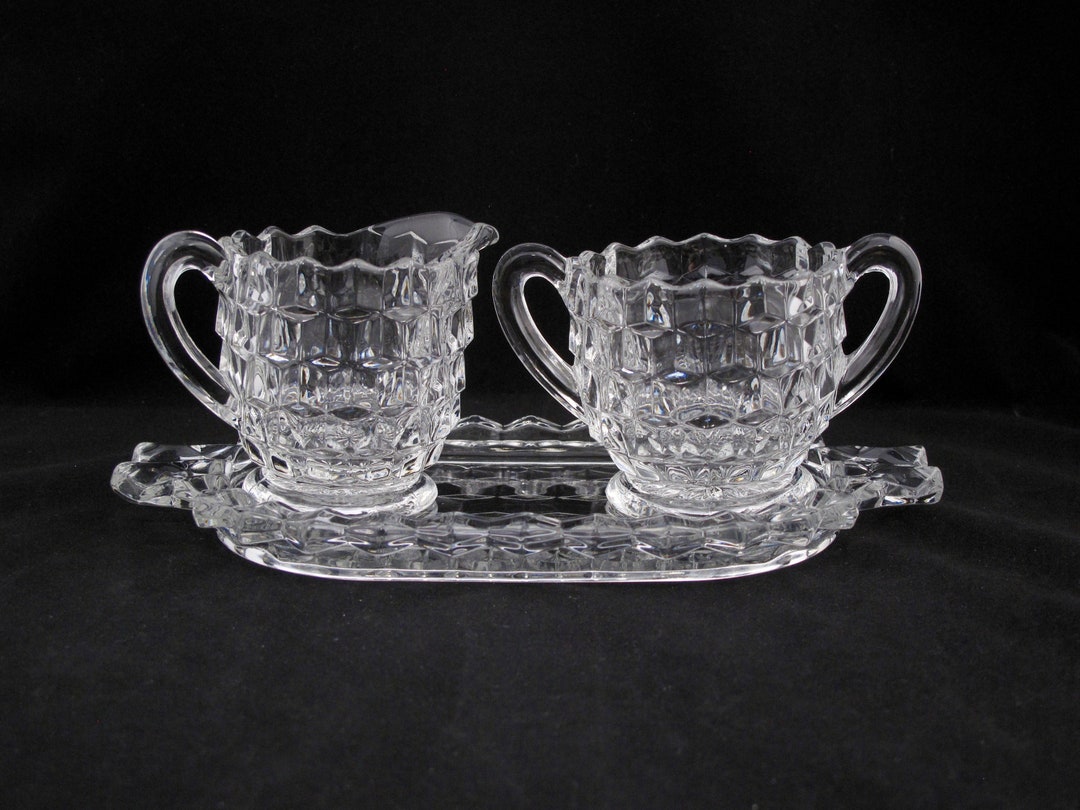 Fostoria Cream and Sugar Set With Tray American Clear Collection