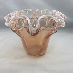 Duncan & Miller Pink Opalescent Glass Centerpiece/Bowl - Argonne Hall, LLC