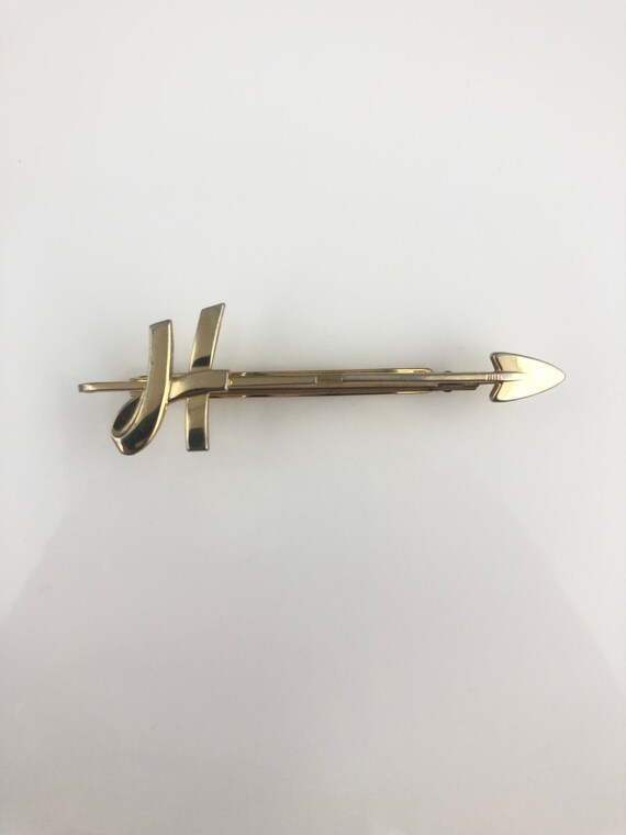 Vintage Adjustable Brass Hickok USA “H” Arrow Tie… - image 1