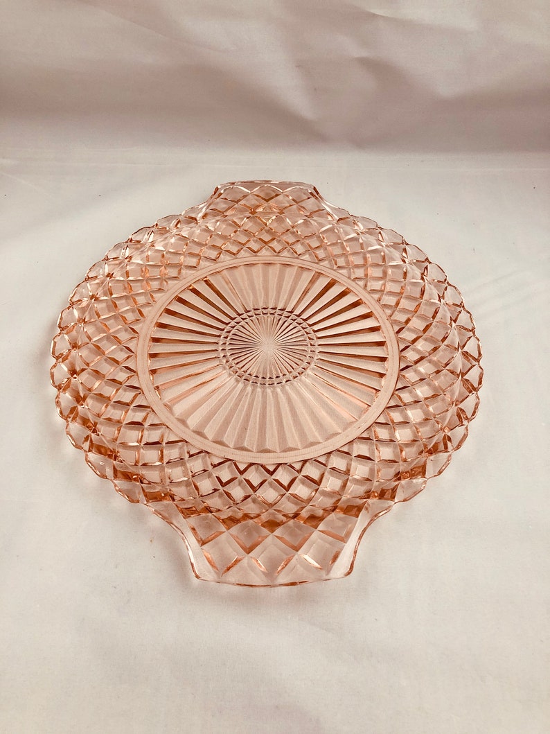 Anchor Hocking Pink Depression Glass Cake Plate Waterford Pink Etsy