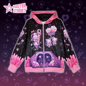 Help me Doctor! Cute Kawaii Bear Pastel Goth Zipped Hoodie [Made to Order]