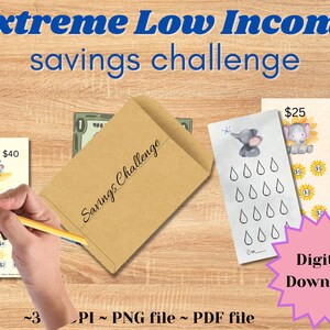 low income savings challenge ~digital download ~ printable ~ png ~ PDF ~ budget ~ A6