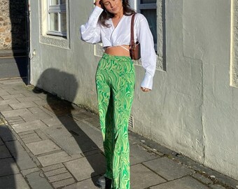 Green and white swirl pants Clearance