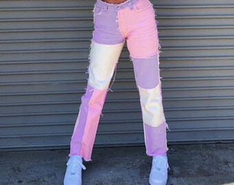 Pastel patch jeans Clearance