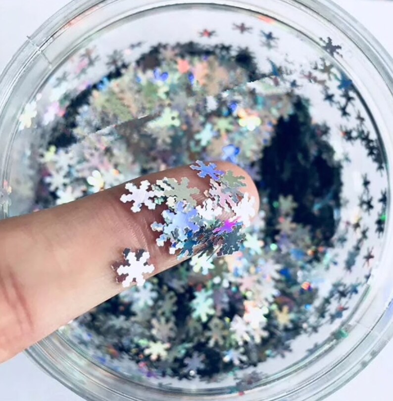 3d Nail Art Sticker White Snowflake Glitter Sequins Nail Art Glitter Christmas Style Manicure Tool For Diy Decoration 1 Box