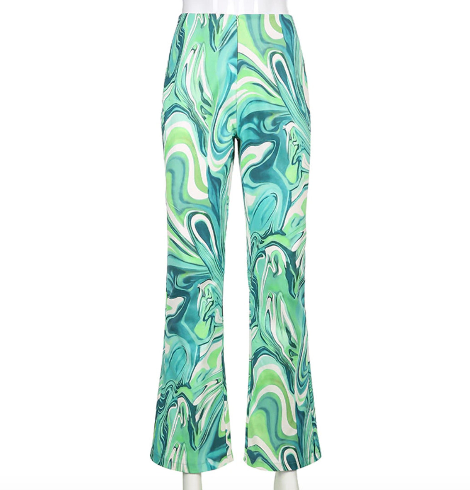 Green SWIRL PRINT PANTS gifts for her aesthetic y2k trousers | Etsy