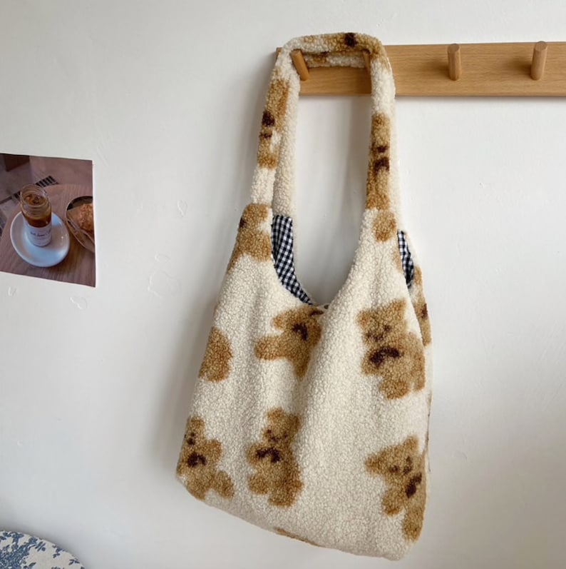 FLUFFY teddy BEAR BAG vintage accessories tote bag purse y2k | Etsy