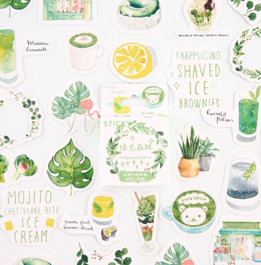 green sticker pack aesthetic stickers bullet journal etsy
