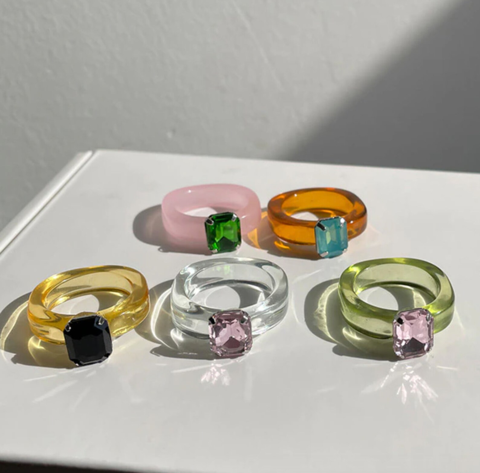 Clear Gems CHUNKY Y2K RING set clay rings gifts for her Etsy