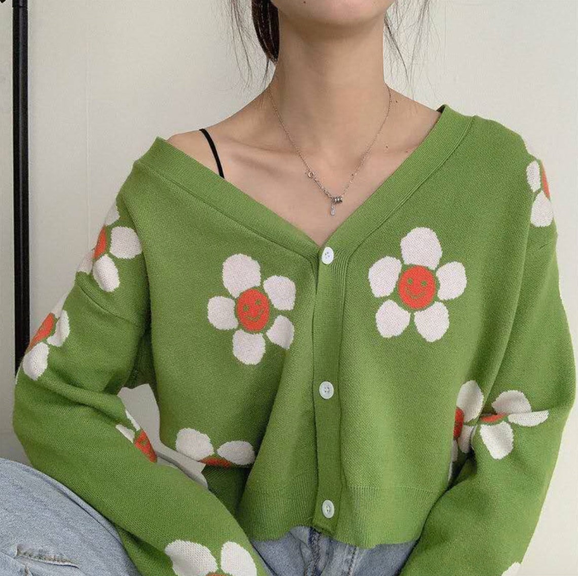 FLOWER PRINT CARDIGAN / trendy clothing aesthetic sweatshirt | Etsy
