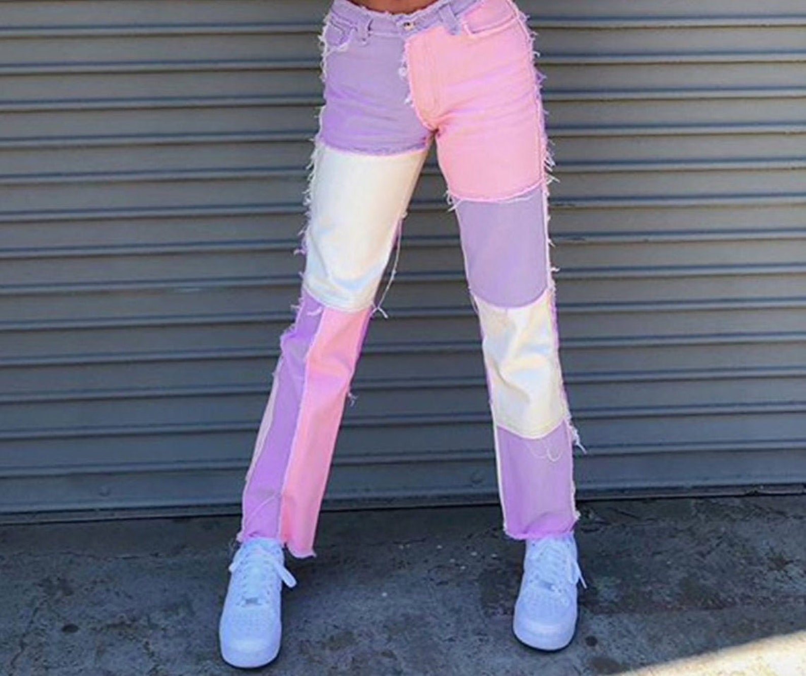PINK PATCHWORK JEANS gifts for her aesthetic y2k trousers Etsy