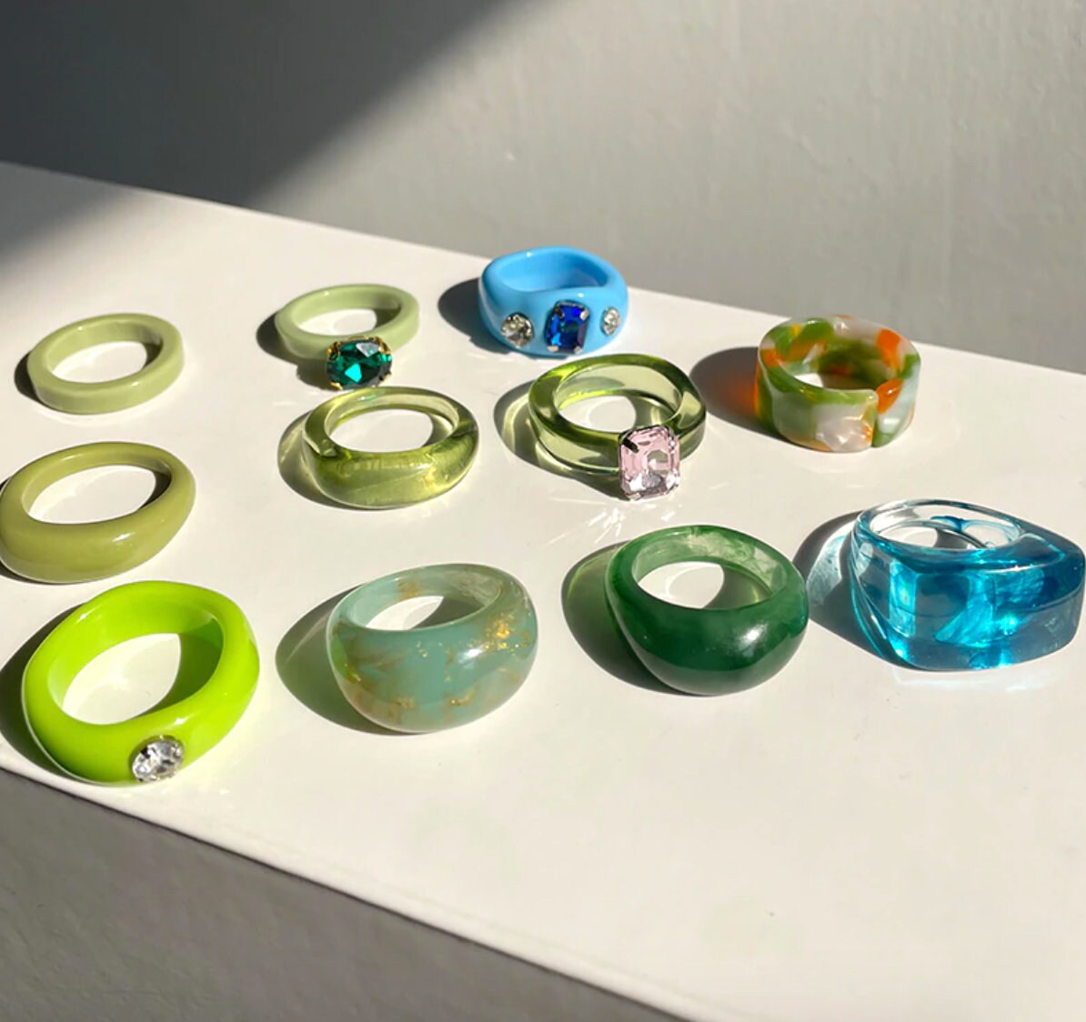 Green CHUNKY Y2K RING set clay rings gifts for her aesthetic Etsy