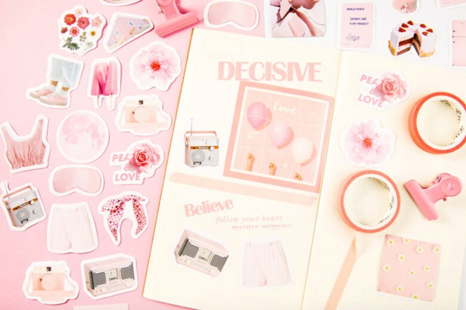 Aesthetic Journal Stickers Pink Stickers