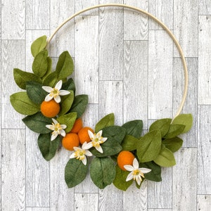 Orange blossom wreath | felt flower wreath | hoop wreath