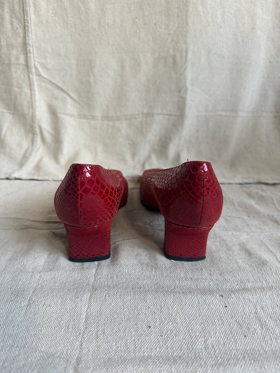 Vintage Square Toe Red Leather Pump - image 2