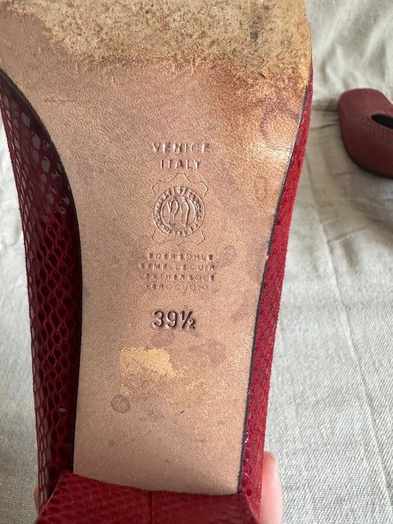 Vintage Square Toe Red Leather Pump - image 4