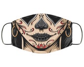 Mexican Sugar Skull Fashion Face Mask w 3 Layers Elastic Ear Bands, Non-Medical Grade Reusable and Washable Face Mask