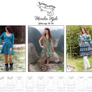 PDF Aurelia kjole vestido klänning PDF mønster patrón de costura damas dama 32-54
