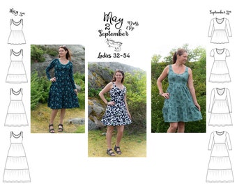 PAPIRMØNSTER May 2 September dress top ladies 32-54 mønster sewing pattern jersey