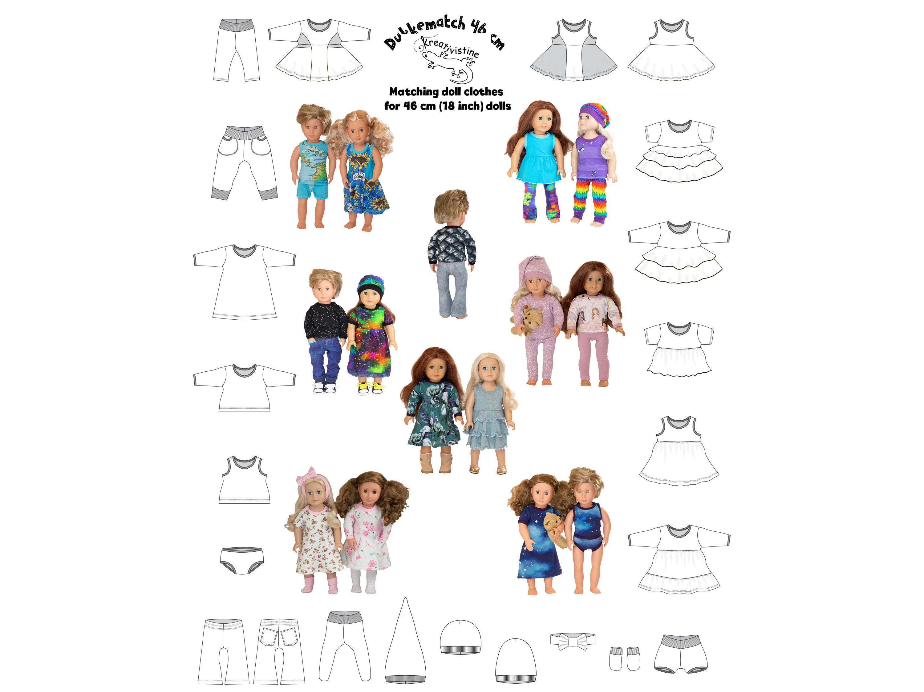 Codulu 18 inch Amerikaanse Poppenkleding-Poppenbloemenprint Pyjama Top Broek Nachthemden Jurken 43-46 cm Poppenaccessoires 2 Stuks/Set-H
