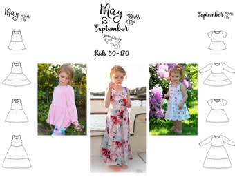 PDF May 2 September dress top Kids 50-170 mønster sewing pattern jersey