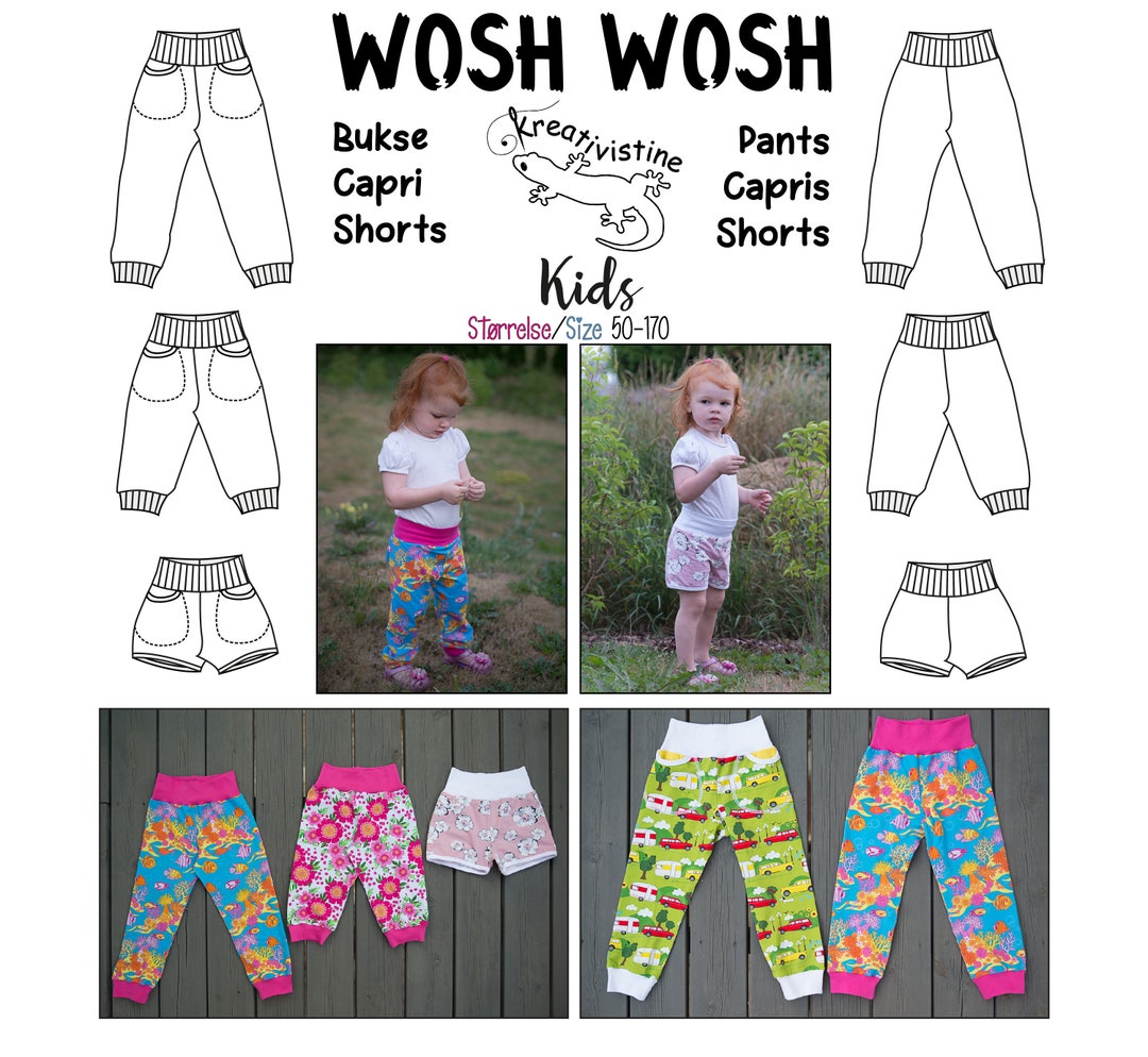 PDF Wosh Wosh Bukse Capri Shorts Pants Size 50-170 Jersey - Etsy Norway