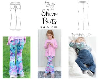 PDF Shiva Pants kids 50-170 flared pants jersey slengbukse mønster pattern