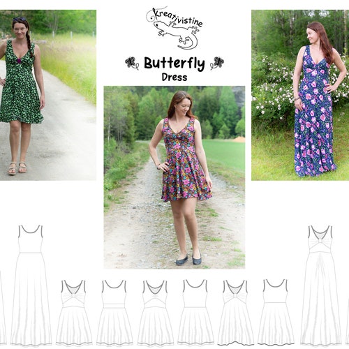 PDF Butterfly Dress Kjole Klänning Pattern Size 32-54 - Etsy