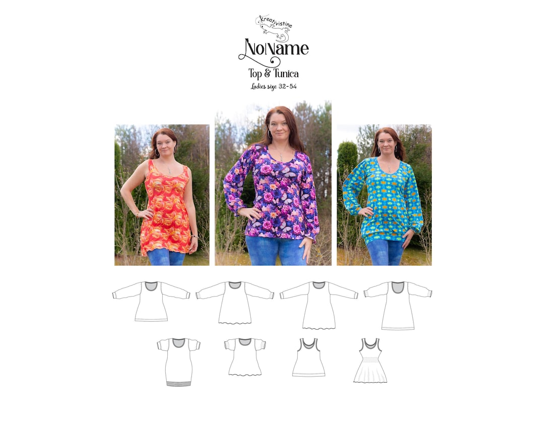 PDF NoName 32-54 señoras tamaño top tunica mønster patrón de