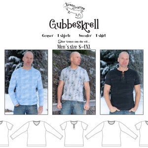 PDF Gubbeskrell mens t-shirt sweater genser t-skjorte menn  mønster sewing pattern size S-4XL