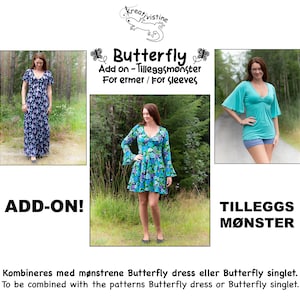 PDF Add-on Tilleggsmønster Butterfly ermer sleeves digital mønster sewing pattern ladies 32-54