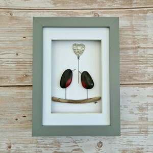 pebble art robins 1st anniversary gift for husband, Paper wedding gift for wife, Christmas decor gift, robins keepsake valentines gift