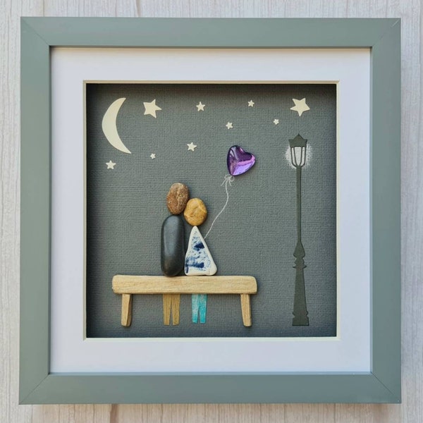 33rd amethyst wedding anniversary gift for wife, sitting under the stars pebble art 57th wedding gift for him birthday gift for husband