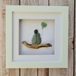 Jade 35th anniversary gift pebble art picture, 12th wedding anniversary gift for wife 8 years together green aventurine MADE TO ORDER
