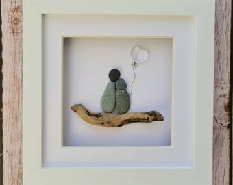 15th crystal anniversary gift,  pebble art picture, 10 years together gift for wife, gift for husband - 3rd wedding gift, MADE TO ORDER
