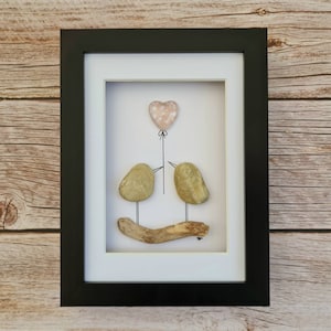 13th anniversary gift for her, Lace wedding gift for wife, pebble art love birds, newlywed gift, 13 years together MADE TO ORDER