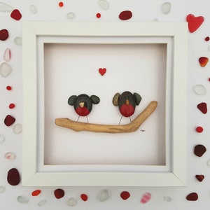 Christmas decor, Pebble art robins keepsake, valentines day gift for him, unique gift for her, love birds romantic gift MADE TO ORDER