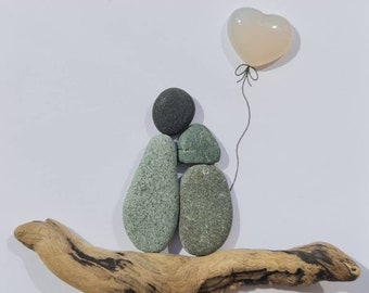 opal 24th anniversary gift, pebble art picture, 12th 14th 18th 34th anniversary gift for wife, birthday gift for husband - MADE TO ORDER