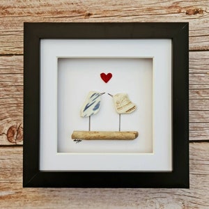 4th linen anniversary gift 4th wedding gift for her birds pebble art unique birthday gift for Mum
