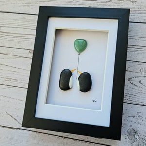 35th Jade Wedding anniversary gift for husband pebble art penguins birthday gift for wife  35th anniversary gift for her