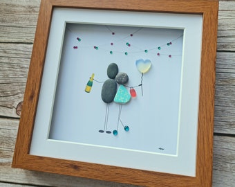 34th opal anniversary gift for him 24th wedding gift for her pebble art couple gift for husband and wife romantic gift