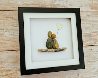 14th anniversary gift for him, Ivory wedding anniversary gift for wife, pebble art couple gift for husband