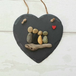 Romantic valentines gift for her, pebble art rustic slate heart, unique birthday gift for her image 8