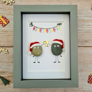 Cadeau artistique fait main avec des galets pour les couples, décoration de joyeux Noël pour le meilleur ami, cadeau d'anniversaire unique pour lui, « Rockin' It This Christmas »